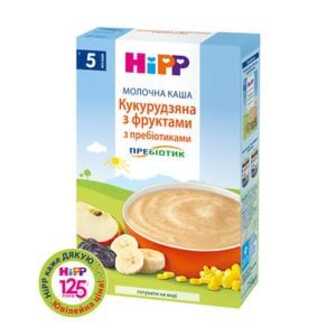 Дитяча молочна каша HiPP Кукурудзяна з фруктами, з пребіотиками, від 5 місяців, 250 г