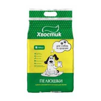 Пелюшки для собак та цуценят Хвостик, 60*90 см, 100 шт