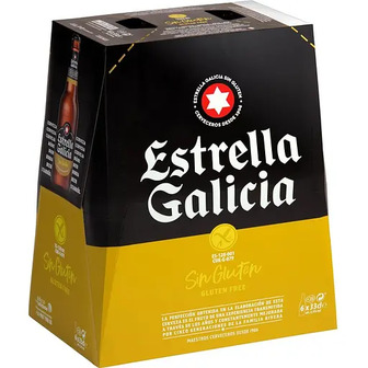 Упаковка пива Estrella Galicia світле без глютену 5.5% 1.98 л (0.33 л x 6 шт.)