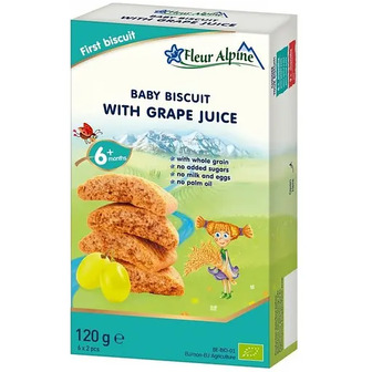 Печиво дитяче Fleur Alpine Organic, з виноградним соком, 120 г