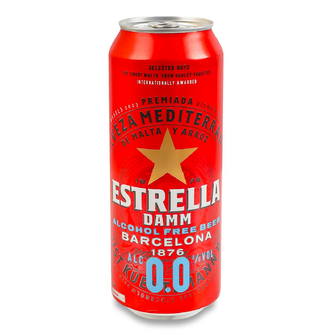Пиво Estrella Damm Alcohol Free світле безалкогольне з/б, 0.5л