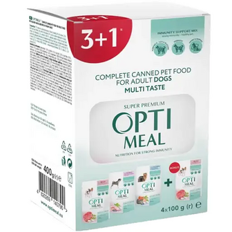 Вологий корм для собак Optimeal Complete Canned Pet Food Adult 3+1 pouch 400 г