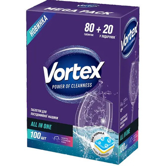 Таблетки для посудомийної машини Vortex  All in One 100 шт.