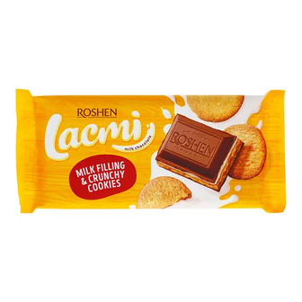 Шоколад молочний Roshen Lacmi з молочною начинкою та печивом 100 г (872110)