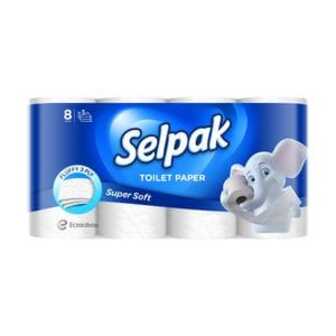 Туалетний папір Selpak Super Soft білий, 3-шаровий, 150 відривів, 8 рулонів