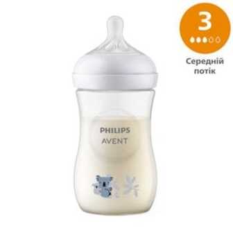 Пляшечка для годування PHILIPS AVENT Natural Коала, середній потік, від 1 місяця, 260 мл (SCY903/67)
