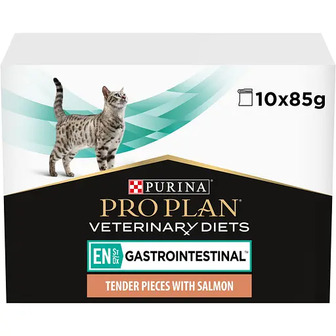 Набір вологий корм для кошенят та дорослих котів Purina Pro Plan Veterinary Diets EN Gastrointestinal з лососем 850 г (10 шт. x 85 г) (12331739)