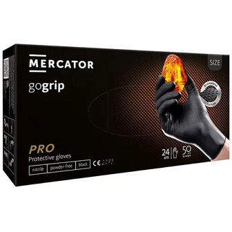 Рукавички нітрилові оглядові неприпудрені нестерильні Mercator gogrip L black 50 шт / уп