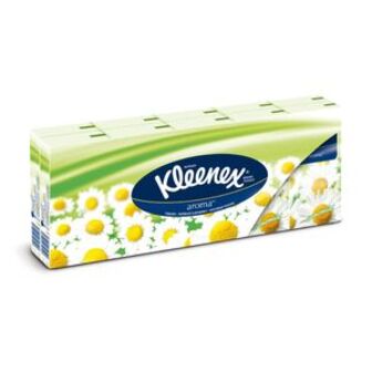 Паперові носові хустинки Kleenex  3-шарові, з ароматом ромашки, 10*10 шт
