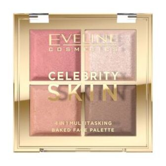Багатофункціональна палетка для контурингу обличчя Eveline Cosmetics Celebrity Skin 4 In 1 Multitasking Baked Face Palette, 16 г