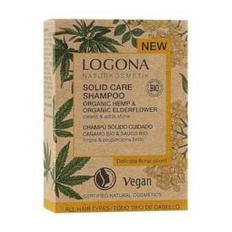 Твердий шампунь Logona Solid Care Shampoo для блиску волосся, з коноплею та бузиною, 60 г