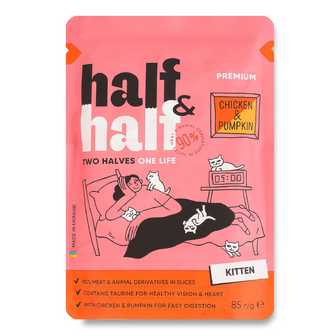 Корм для кошенят Half&Half курка-гарбуз в соусі, 85г