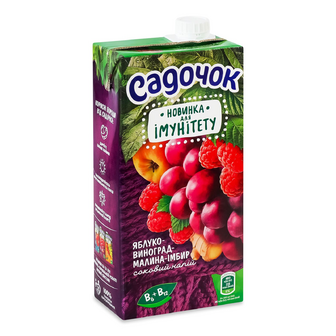 Напій соковий Садочок Яблуко -виноград-малина-імбир, 950мл