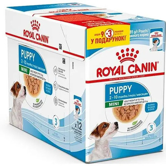 Набір вологого корму Royal Canin Mini Puppy для цуценят собак дрібних порід 1.02 кг (12 шт. х 85 г)