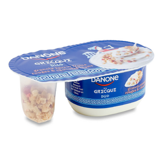 Йогурт Danone «По-грецьки» ягоди-гранола- білий шоколад 7%, 100г