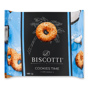 Печиво Biscotti кукіс-тайм з кокосом, 160г