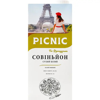 Напій винний Picnic Совіньйон по Французьки біле сухе 1 л