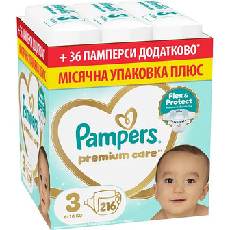 Набір підгузки Pampers Premium Care Розмір 3 (6-10 кг) 216 шт.