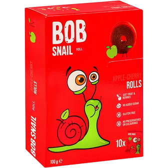 Фруктові яблучно-вишневі цукерки Bob Snail Roll 100 г (10 шт. х 10 г)