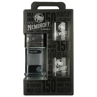 Горілка Nemiroff De Luxe 40% 0.7 л + 2 склянки в подарунковій упаковці
