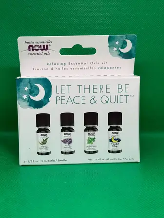 Ефірні олії, Let There Be Peace & Quiet, NOW Foods, Solutions, Essential Oils, розслаблюючий набір, 4 х 10 мл.