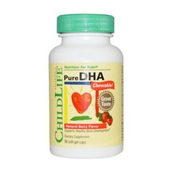 Дитяча докозагексаєнова кислота ChildLife Pure DHA Chewable зі смаком ягід, 90 гелевих капсул