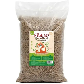 Наповнювач для туалетів Ginger Cat деревний сірий 15 кг