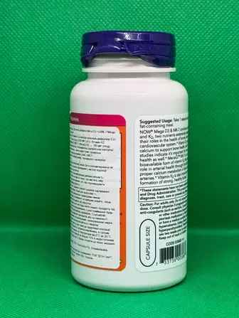 Вітамін D3 та МК-7, Mega D-3 & MK-7, Now Foods, 120 капсул