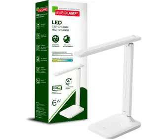 EUROLAMP LED Світильник настільний 6W 3000-6000K Type-C+Battery 1200mAh білий (40) LED-TLB-6W(white)
